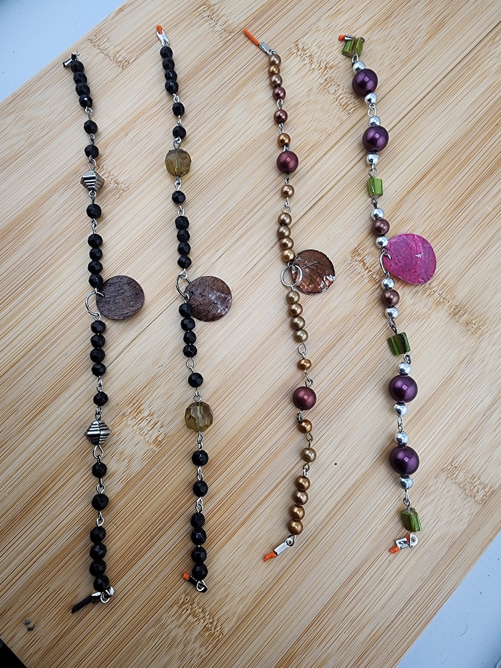Lot Of 4 - 9in Beaded Links - Black, Bronze & Purple Options 0646